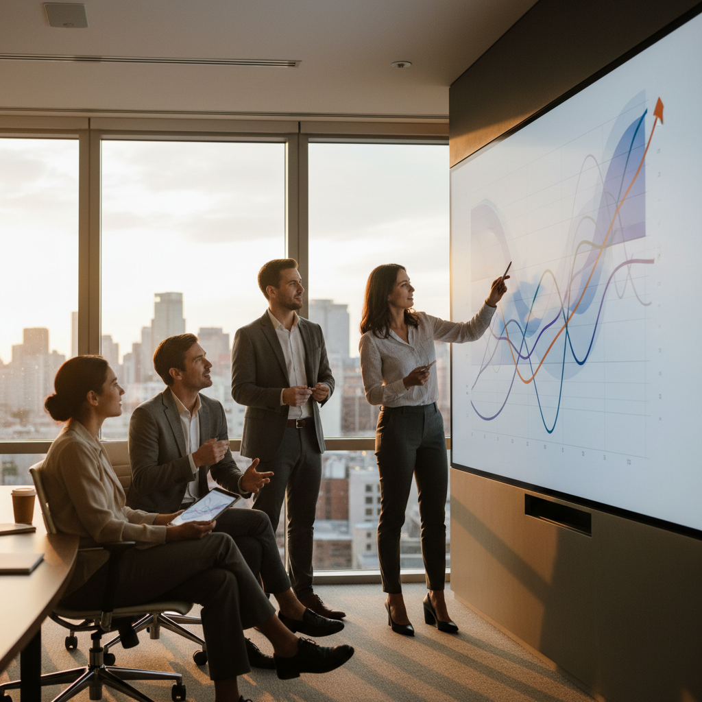 Marketing team reviewing performance improvements after SEO automation and better Google ranking