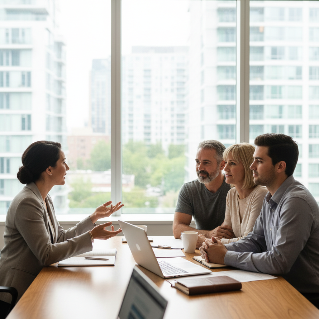 Family consulting with an RCIC in Mississauga to compare Canada visitor visa vs super visa options