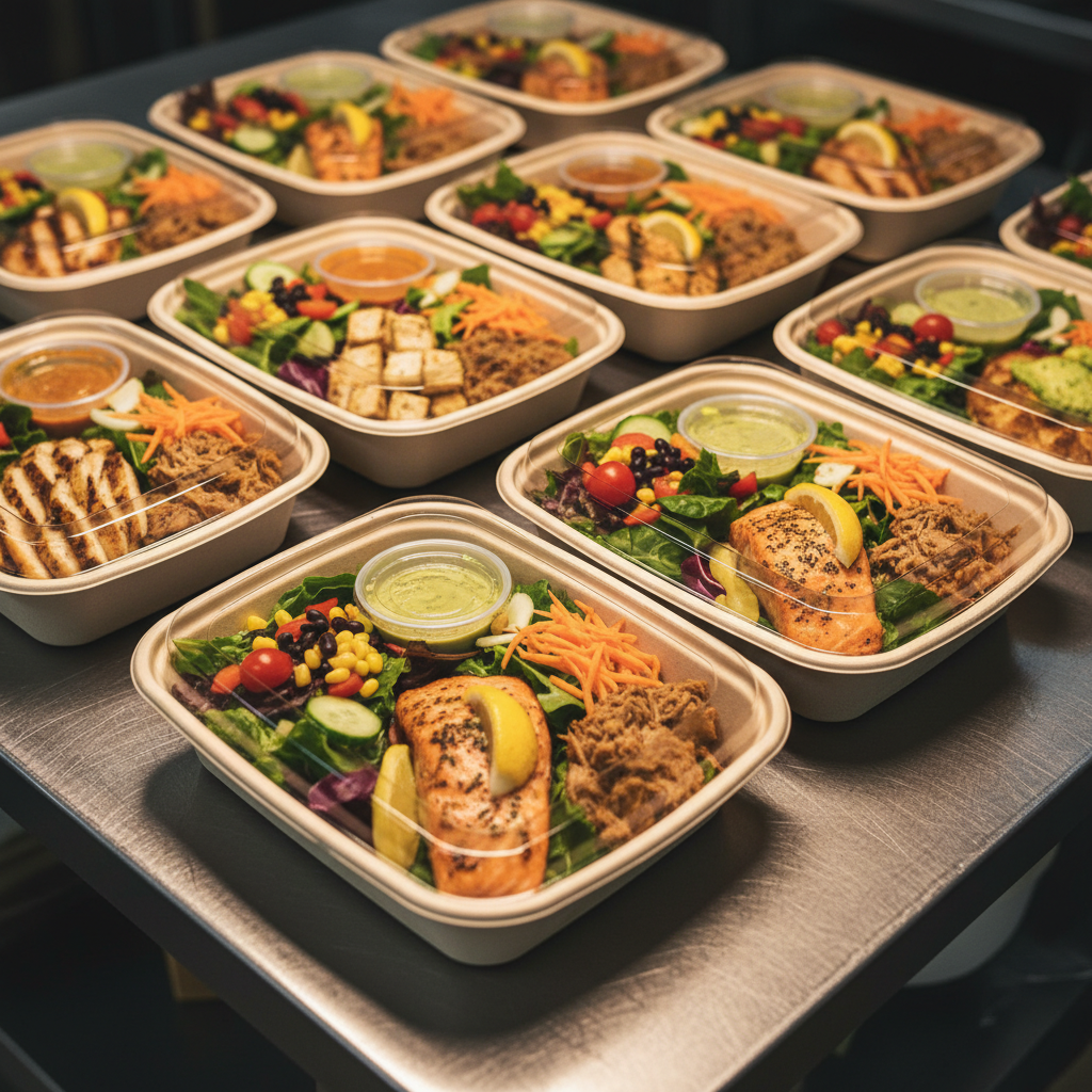 Individually packaged boxed lunches for business event catering in Toronto offices, showcasing inclusive labeled meal variety