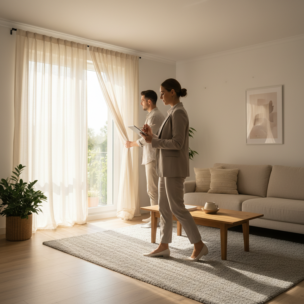 Real estate agent walk-through before a listing appointment in Brampton living room