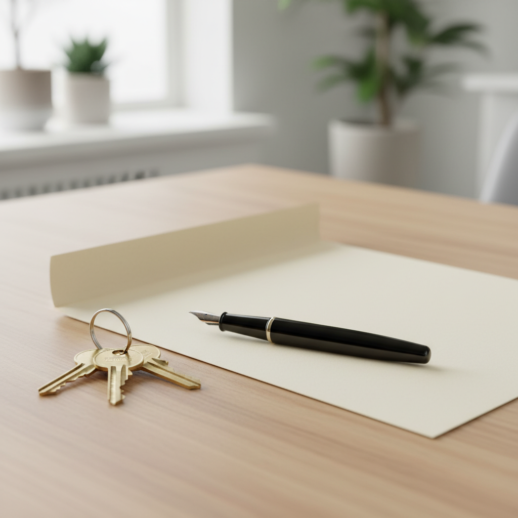 FSBO contract and home keys on table for sale by owner legal prep using Houseup templates