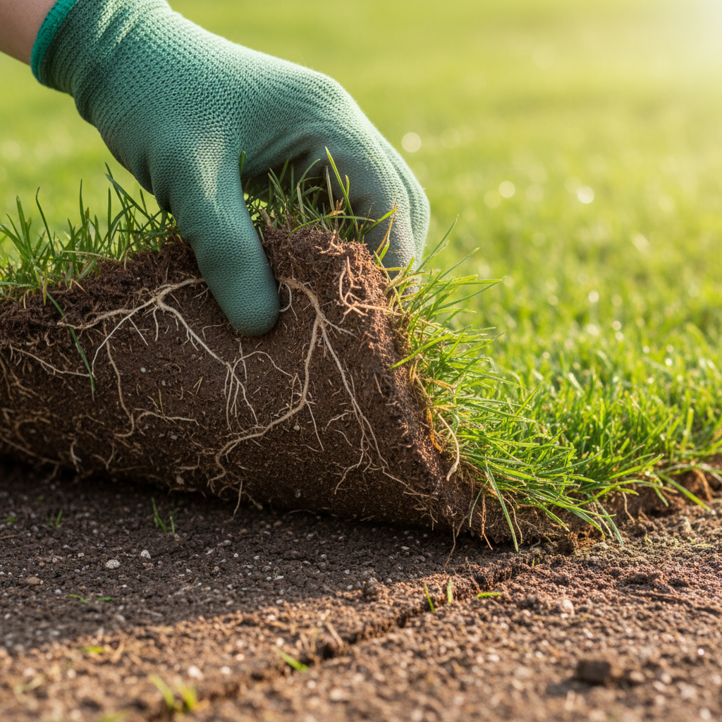 Close-up of sod installation in Mississauga showing tight seams and firm soil contact to prevent common sod installation mistakes