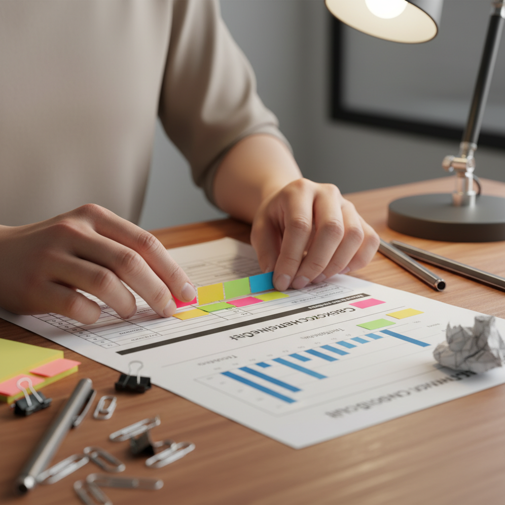 Close-up of a bid compliance checklist with color-coded tabs, illustrating a Canadian small business procurement strategy