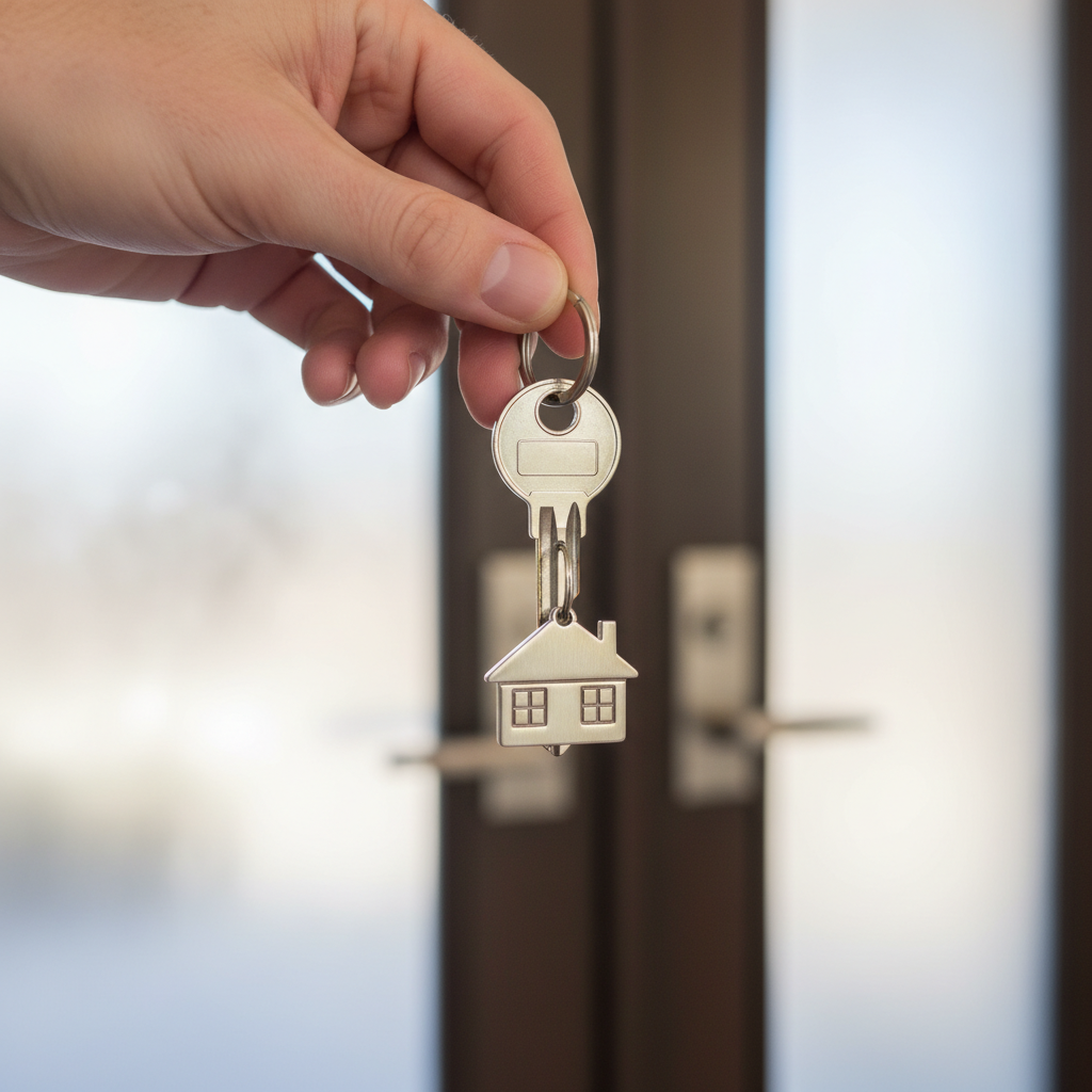 Key handoff close-up symbolizing successful Surrey MLS listings home search with Woodhouse Realty
