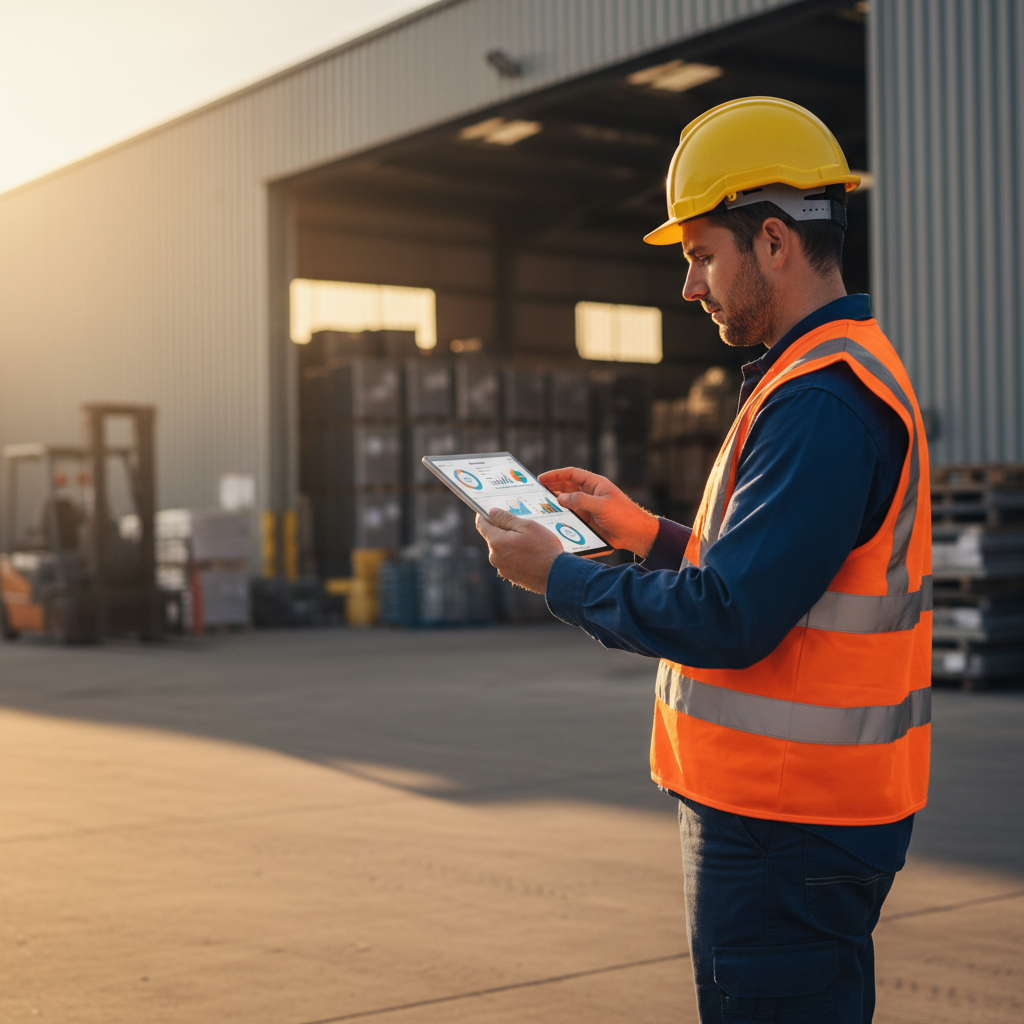 Contractor at an Ontario job site reviewing risk management steps, demonstrating real-world business insurance needs for equipment, liability, and auto