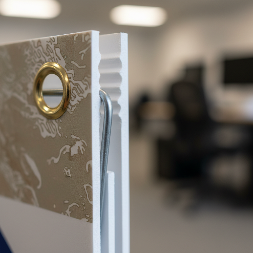 Close-up of coroplast realtor sign with H‑stake and grommet, showing UV‑printed surface for fast Mississauga realtor sign printing turnaround