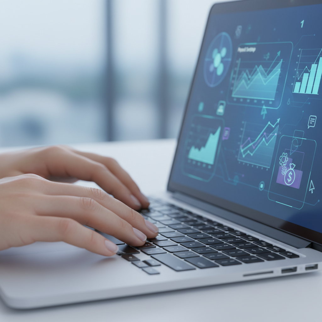 Close-up of STP payroll setup on laptop for single touch payroll registration