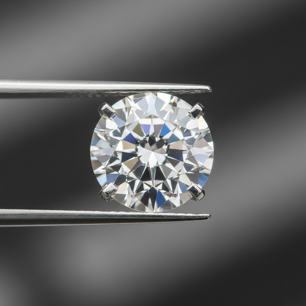 Macro close-up of a lab-grown diamond for custom diamond engagement rings, showing facets and brilliance