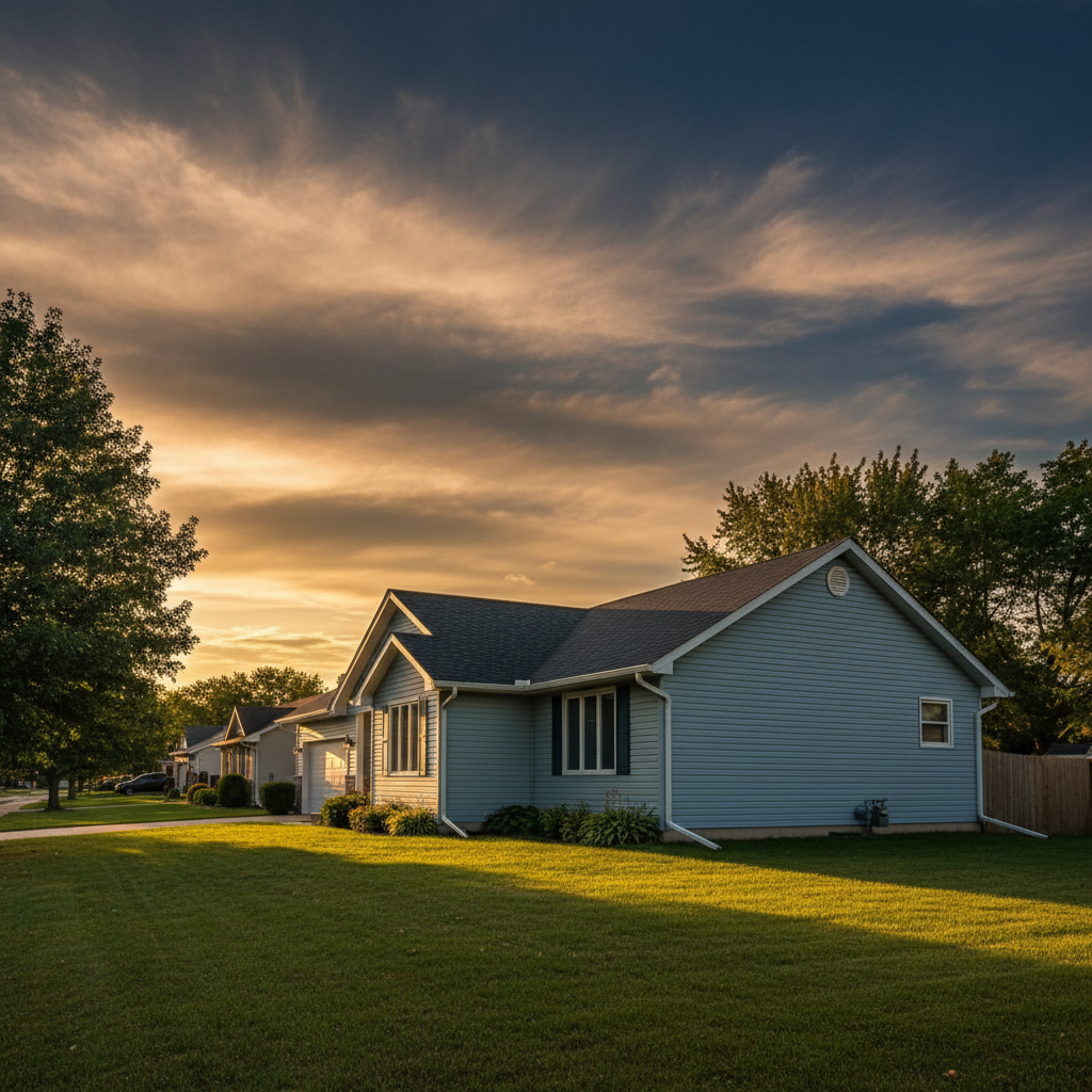 Golden-hour exterior of an Ontario suburban home, illustrating broker-guided homeowners insurance and seasonal risk planning