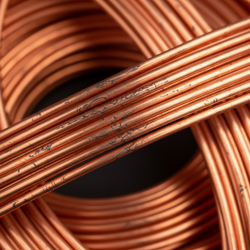 Close-up of stripped bare bright copper wire coils showing clean reddish surface — how to maximize scrap value of copper through preparation