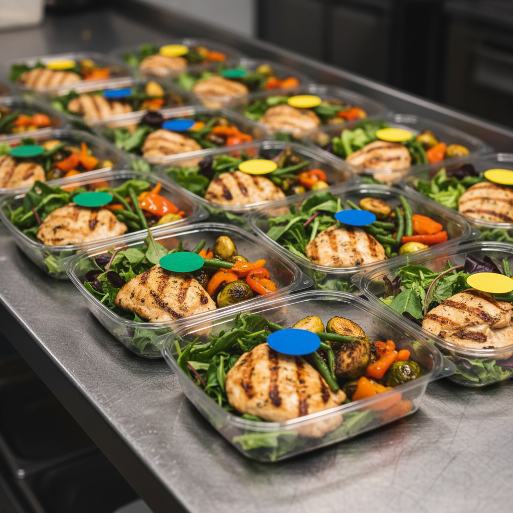 Individually packaged corporate catering meals neatly arranged with dietary-friendly options for company event catering in Toronto
