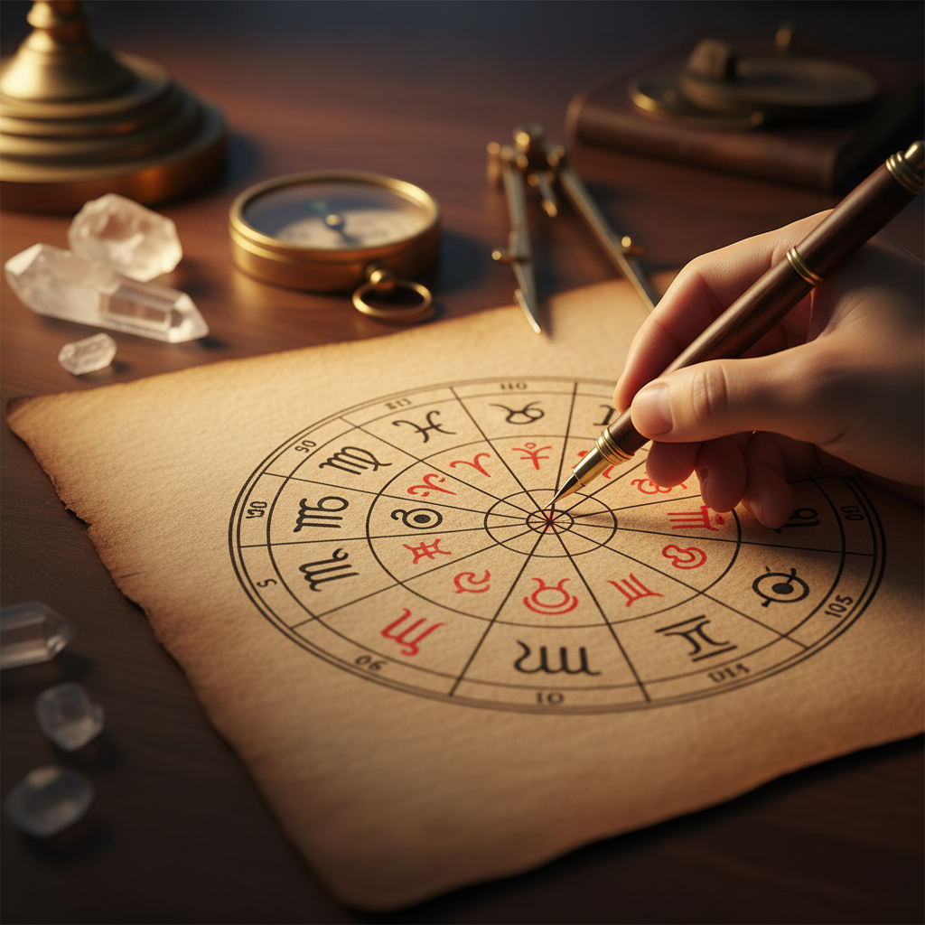 Close-up of a Vedic birth chart used to guide relationship compatibility chart questions during a World Astro session in Brampton