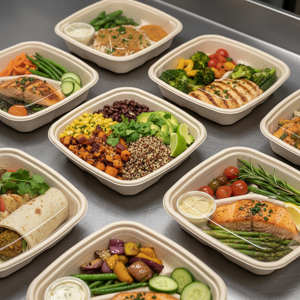Individually packaged corporate catering meals for company events in Toronto with labeled options