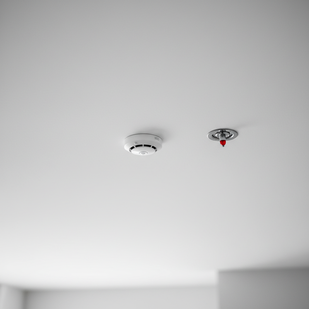 Condo insurance detail: sprinkler and detector close-up for Ontario condo safety