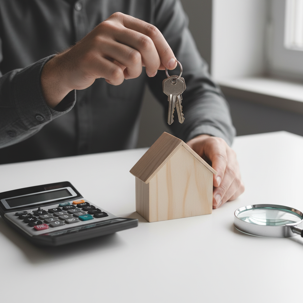 Close-up of keys and a small house model symbolizing a Brampton property report for homeowners and valuation readiness