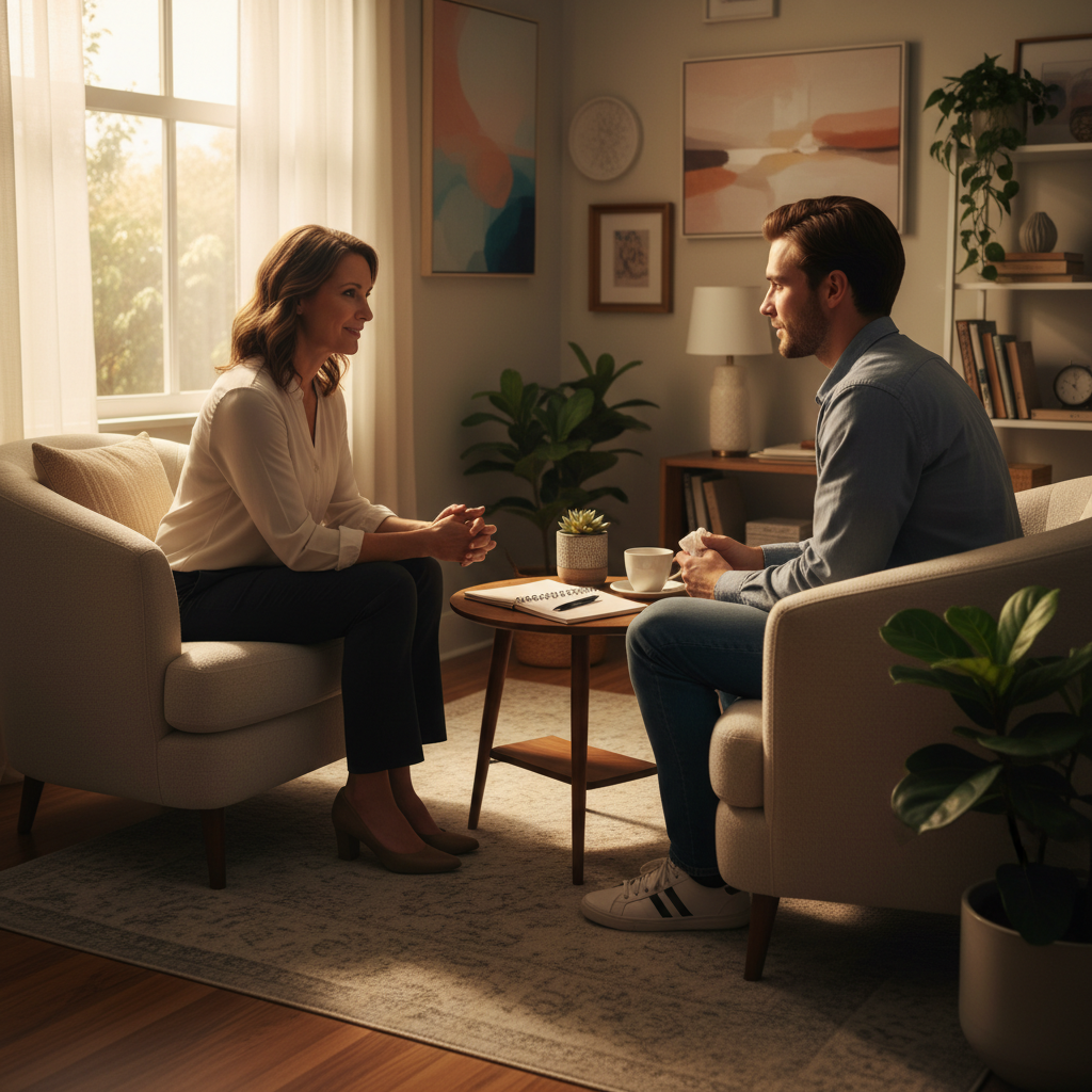 One-on-one counseling in an outpatient treatment facility supporting recovery planning and mental health in Ontario
