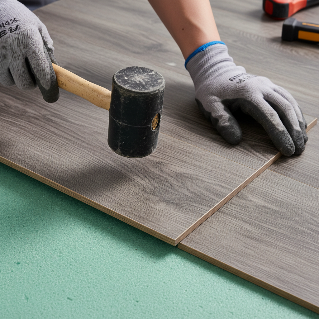 Close-up of vinyl plank flooring being installed during an apartment turnover checklist in London ON