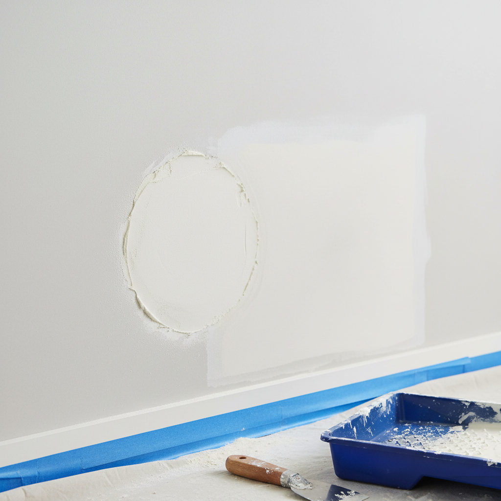Drywall patching and sanding detail during apartment turnover repairs in London ON for move-in readiness