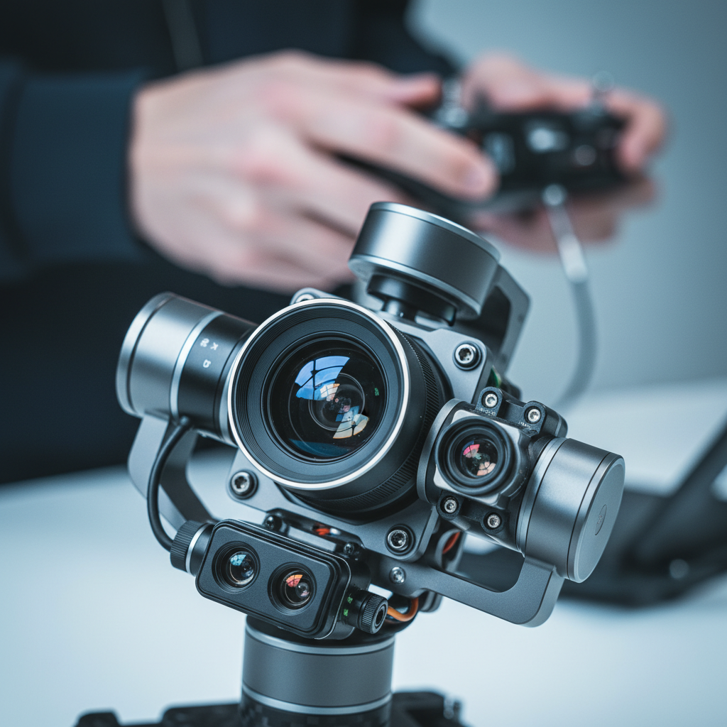 Close-up of drone gimbal camera and sensor array for professional drone imaging in Maple Ridge real estate media