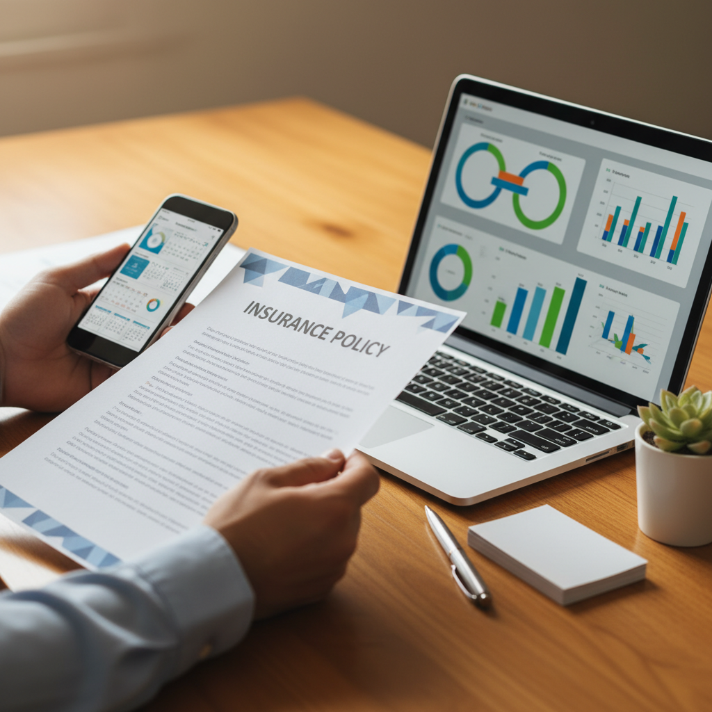 Close-up of broker comparing policy options and calendars for Toronto insurance buyers