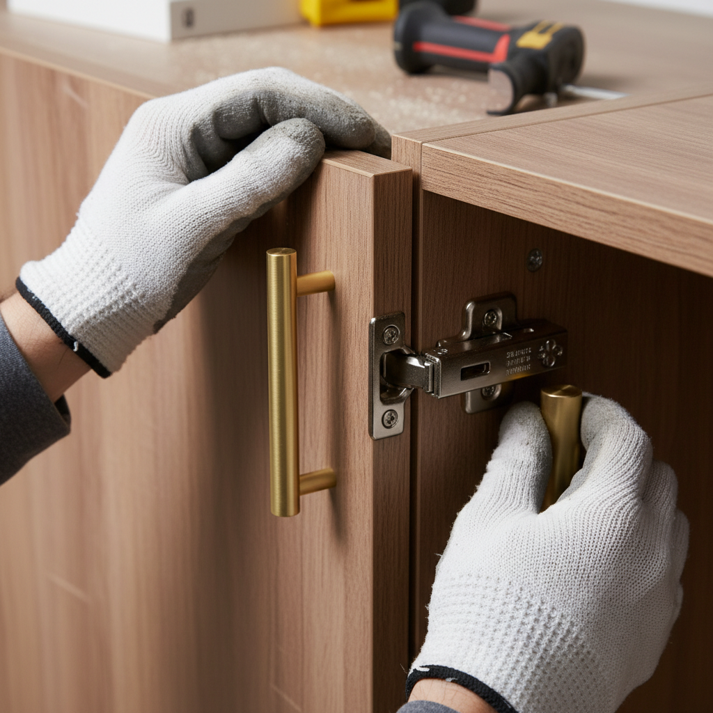 Cabinet Makeover: 7 Easy Fixes for a Fresh New Style 1 Close-up of a cabinet makeover hinge and handle upgrade with soft-close hardware in a GTA kitchen
