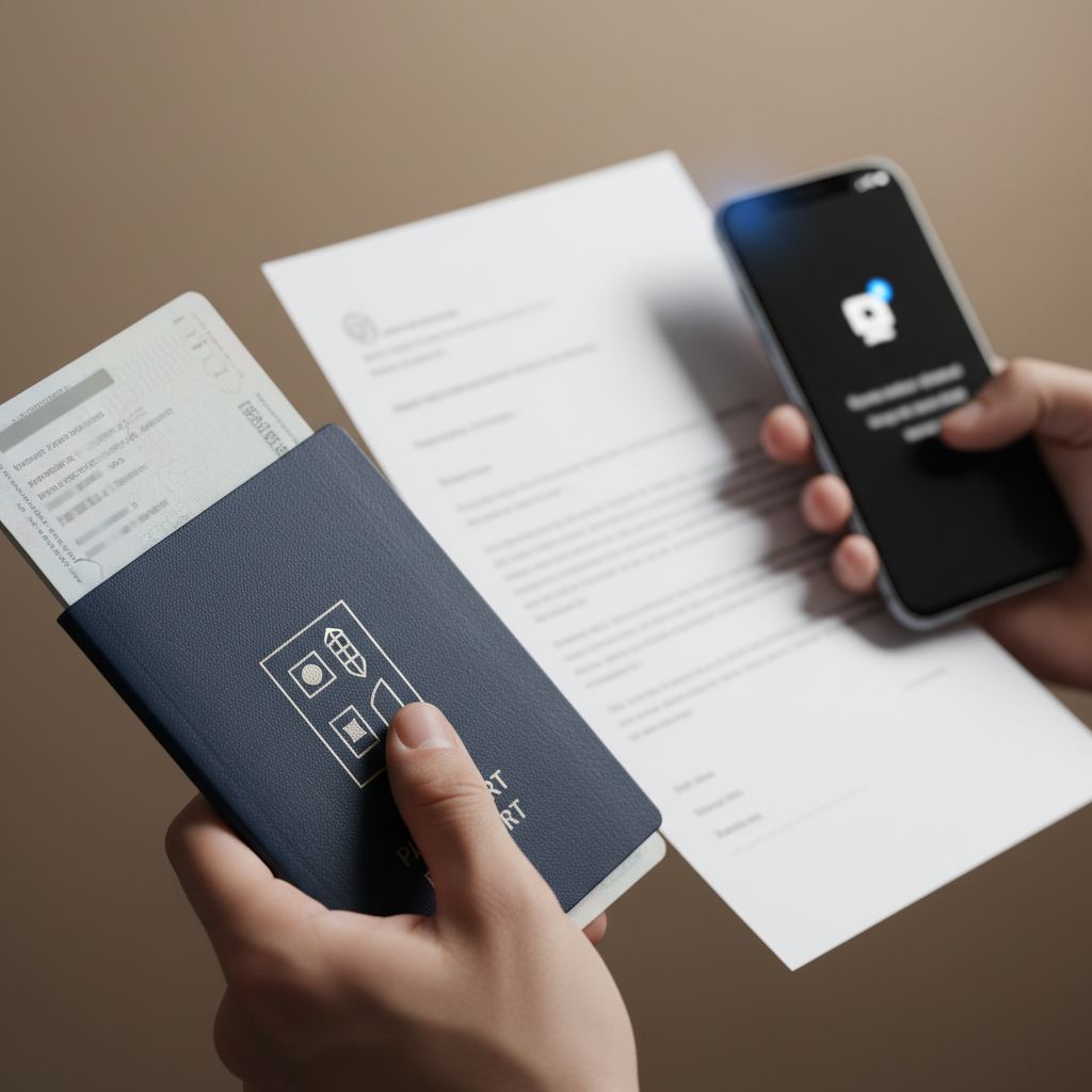 Close-up of passport and approval letter used to check Canada work permit status in IRCC account