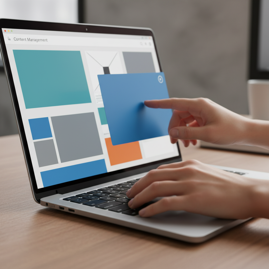 Close-up of CMS on-page SEO edits with images and blocks, showcasing content optimization best practices