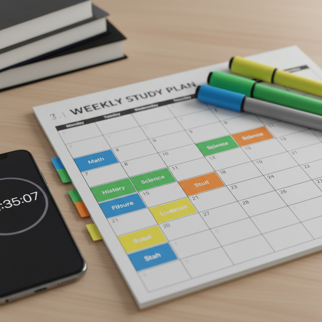 Color-coded weekly PMP study plan close-up supporting the PMP exam preparation checklist