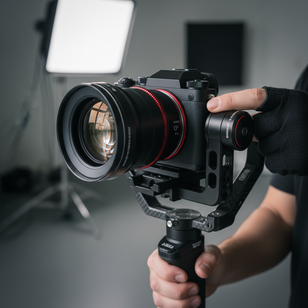 Close-up of professional gimbal camera used for real estate videography services in Maple Ridge BC