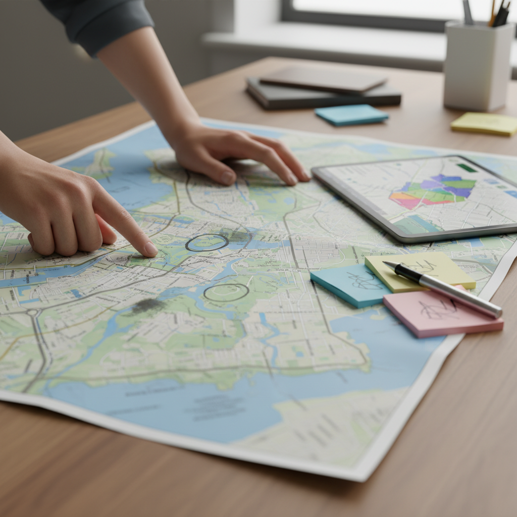 Close-up of Edmonton MLS map search highlighting neighborhoods for real estate consultancy