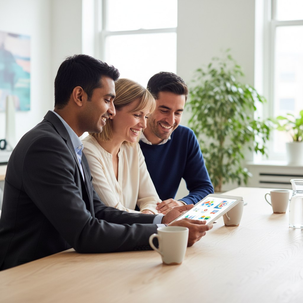 Ontario insurance broker in Whitby meeting clients to compare bundled car and home policy options