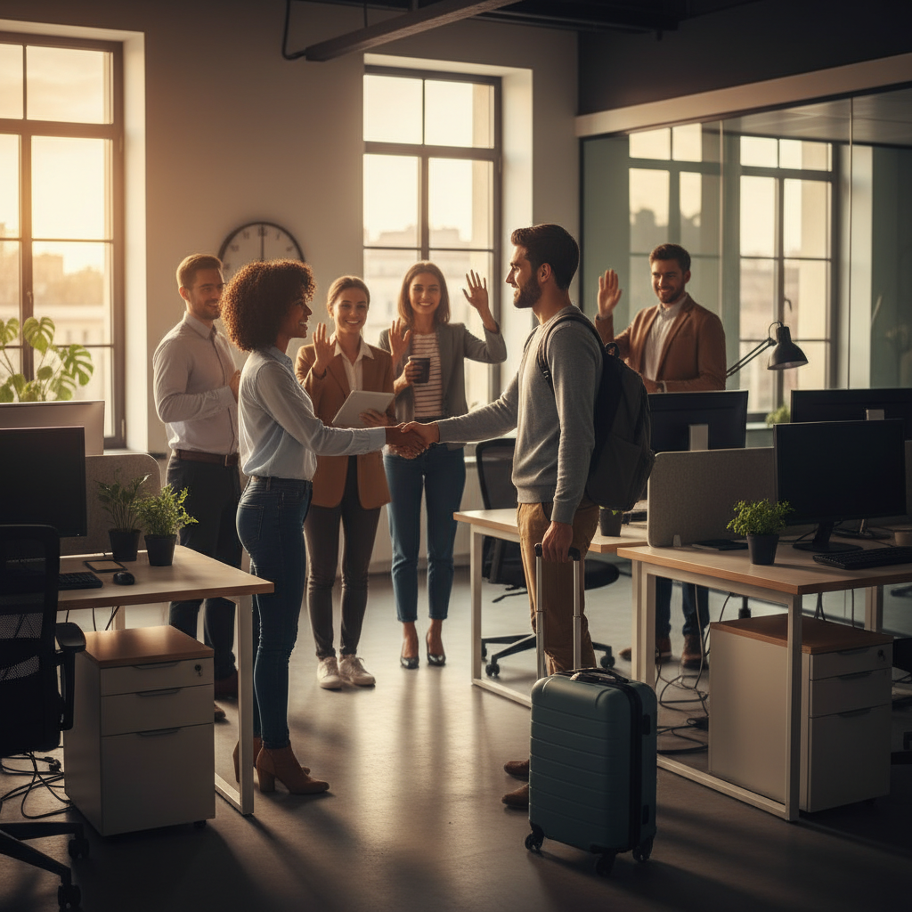 International team onboarding a new hire after successful Canadian work permit approval, illustrating corporate immigration lawyer results
