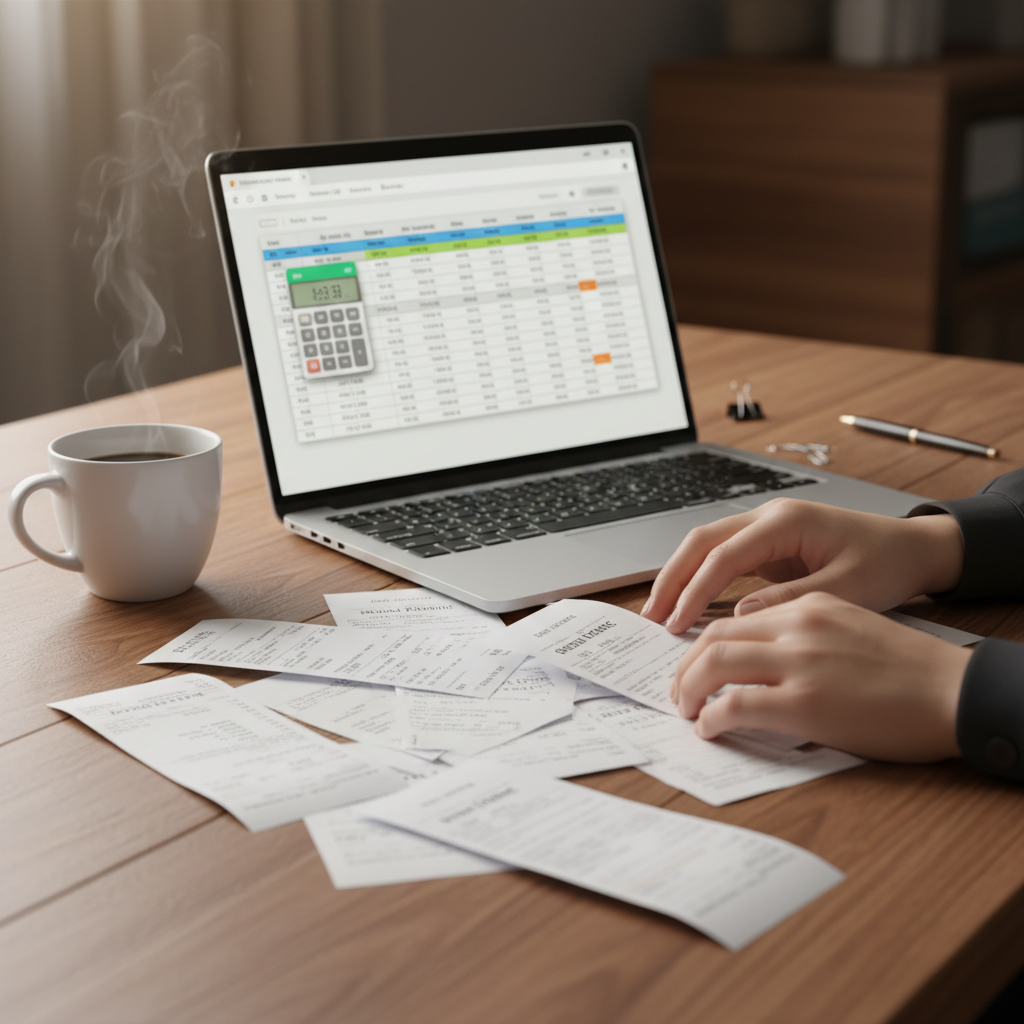 Close-up bookkeeping: reconciling receipts and invoices for small business bookkeeping in Parramatta
