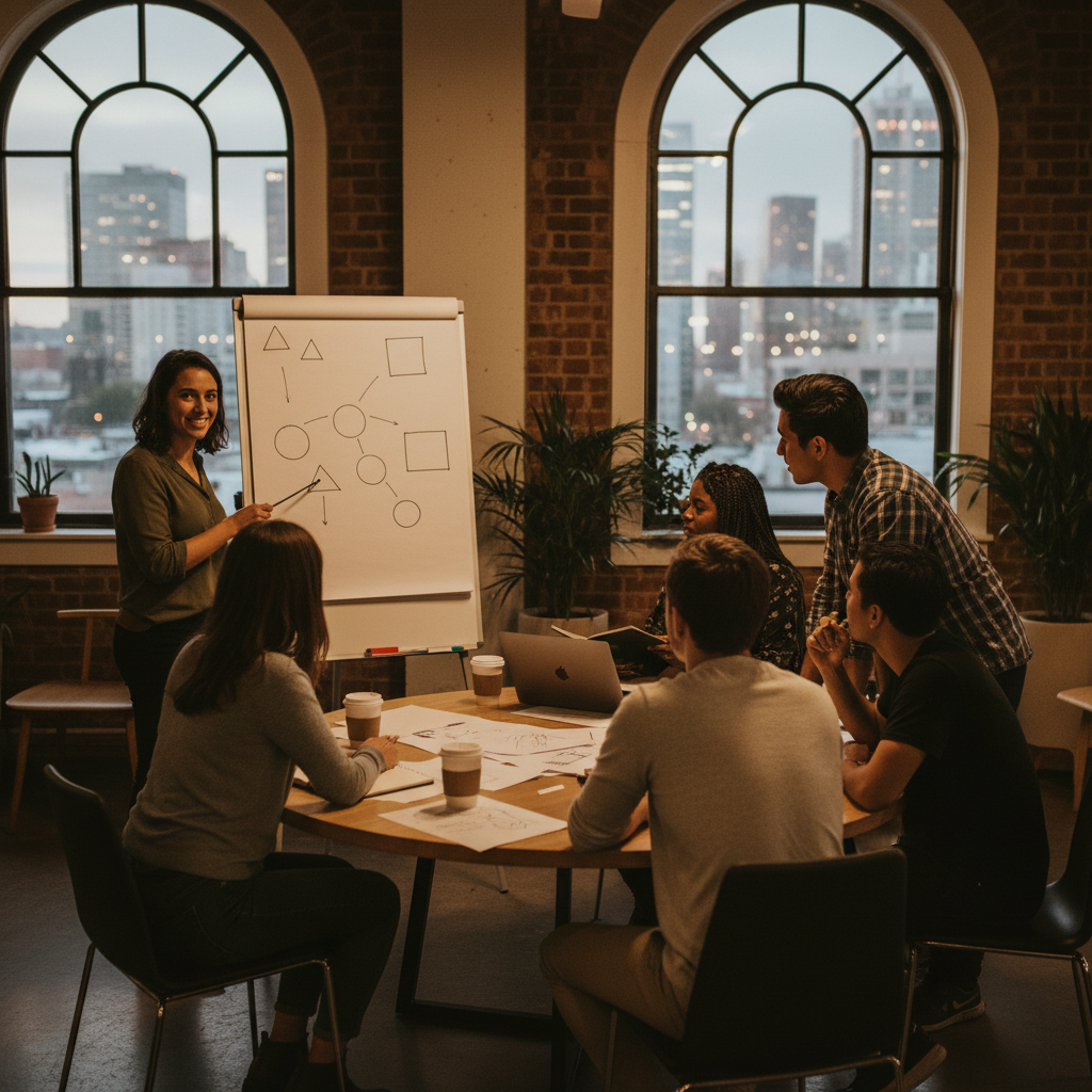 Study group collaborating in a cohort for CCBA prep in Canada, reinforcing BABOK techniques with instructor guidance