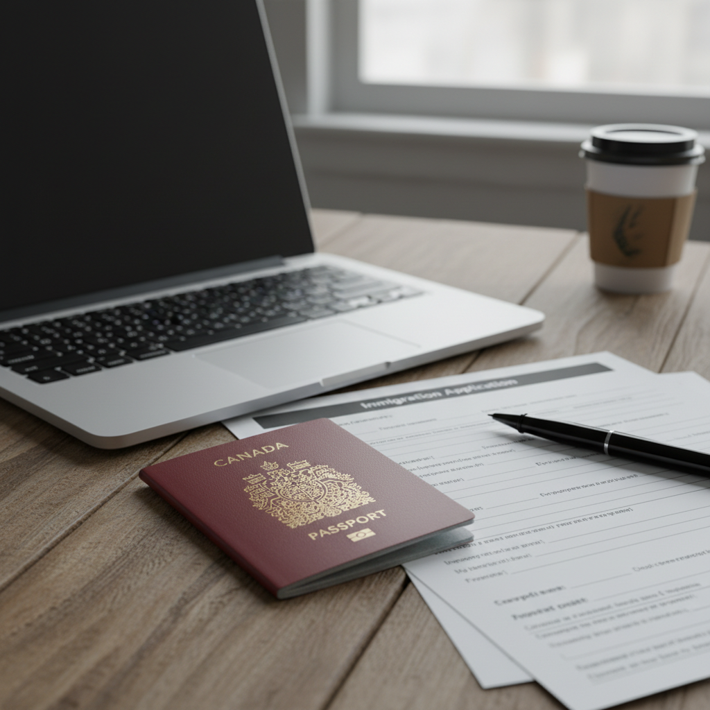 Close-up of Canadian passport and immigration forms illustrating changes in Canadian immigration documentation standards