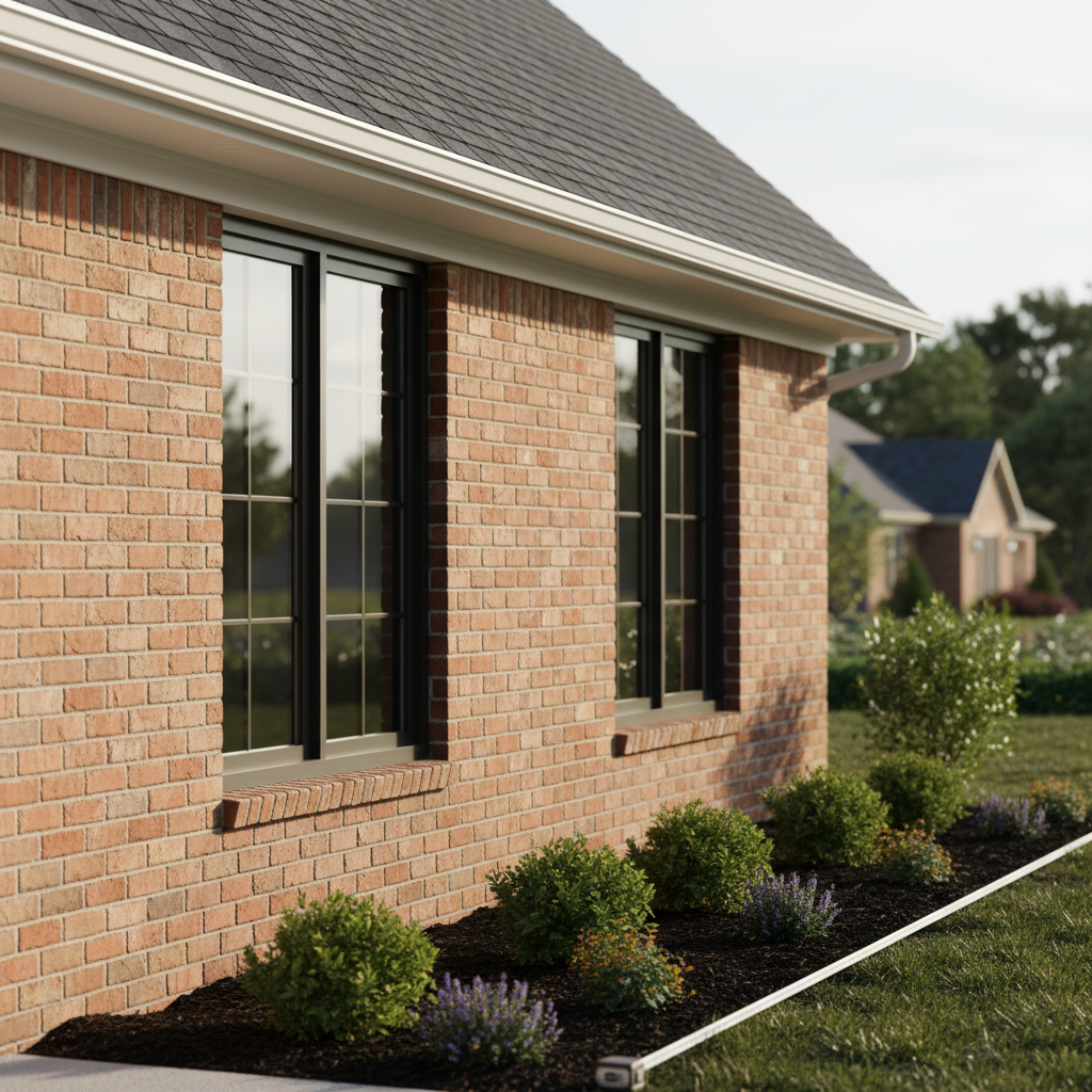 Close-up of Brampton brick home exterior, windows and roofline, showing details appraisers evaluate during property valuation