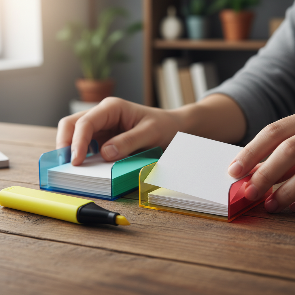 Close-up of CBAP study tools using flashcards and colored dividers for a CBAP exam study strategy