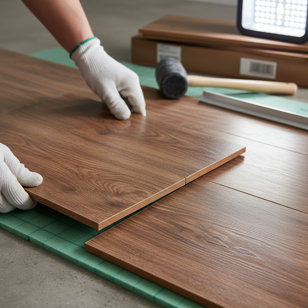 Close-up luxury vinyl plank installation during a full unit turnover checklist in a London ON apartment