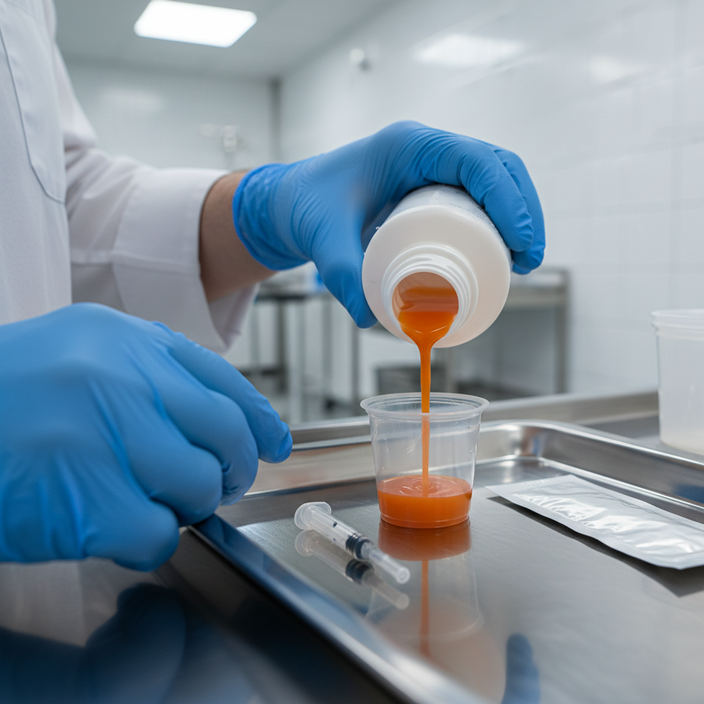 Close-up of safe methadone dispensing at a same-day clinic, illustrating careful, evidence-based dosing and monitoring for Ontario patients