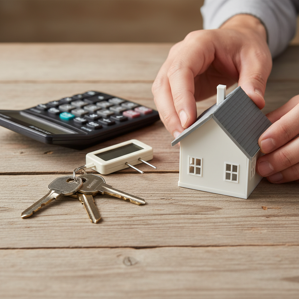 Close-up of model house, keys, and moisture sensor illustrating best rates for home insurance through risk controls and planning in Ontario