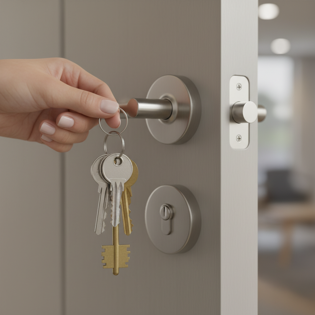 Close-up of keys and lock symbolizing a buyers agent securing the right home in Ontario