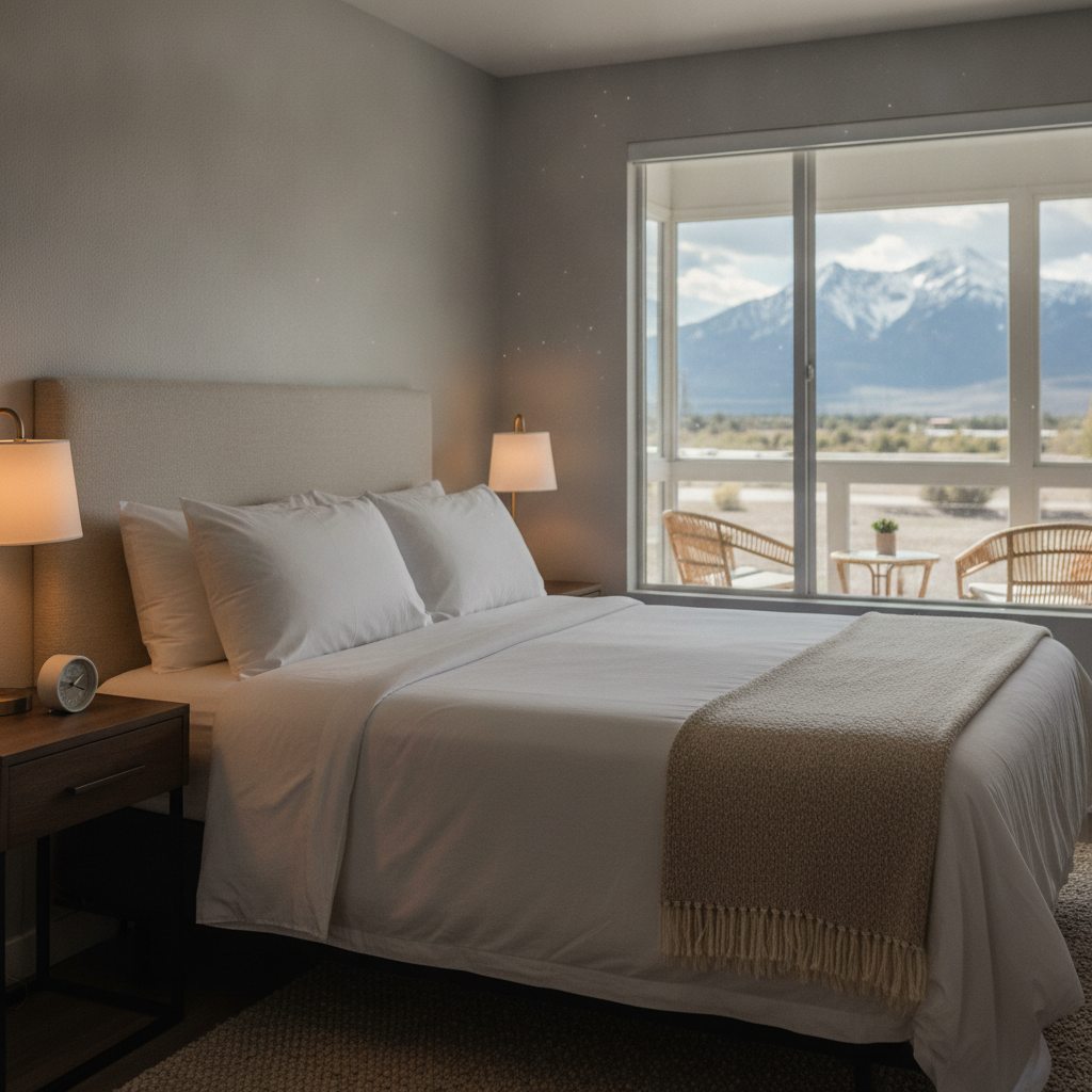 Renovated North Conway motel room with mountain views and enclosed porch at a White Mountain NH hotel alternative