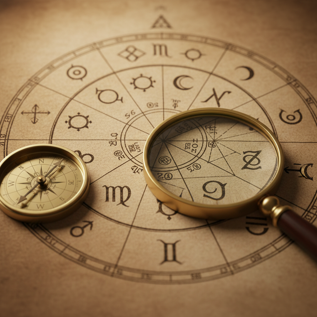 Close-up natal chart detail to illustrate common mistakes in horoscope reading and how World Astro corrects them