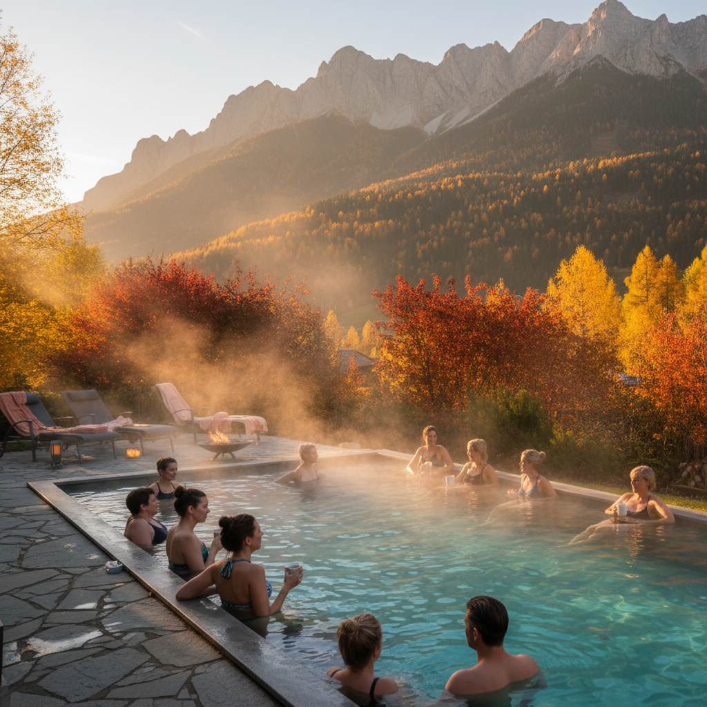 Outdoor heated pool with mountain views near North Conway motel, highlighting quick check-in and relaxing amenities