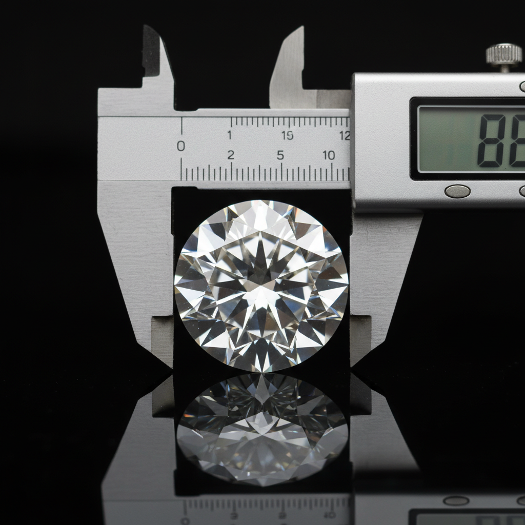 Macro close-up of a certified lab-grown round brilliant diamond under a jeweler’s loupe, ideal for custom engagement rings
