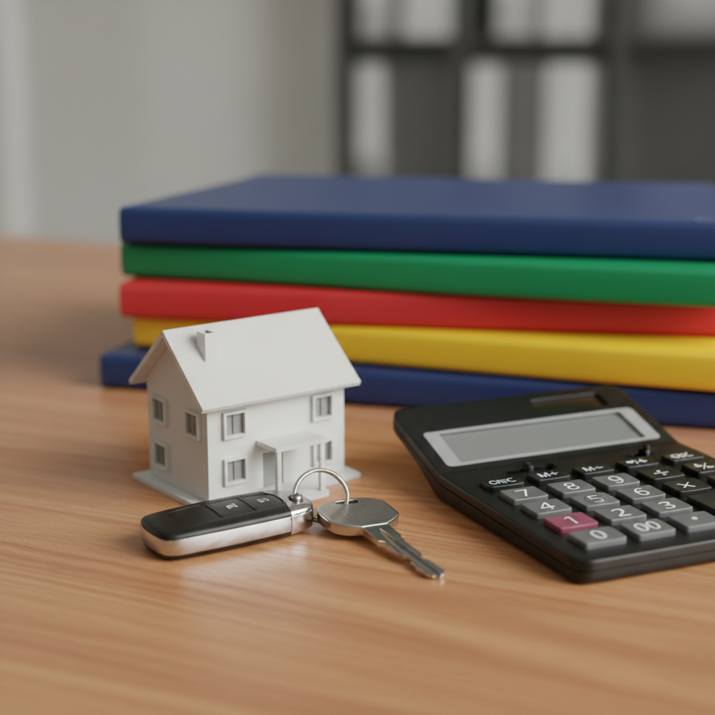 Ontario insurance quote detail shot with car keys and house model supporting auto and home coverage decisions