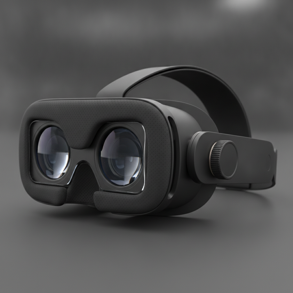 Close-up of a high-end VR headset lens stack and strap dial similar to Vive Pro 2 for crisp visuals and comfort