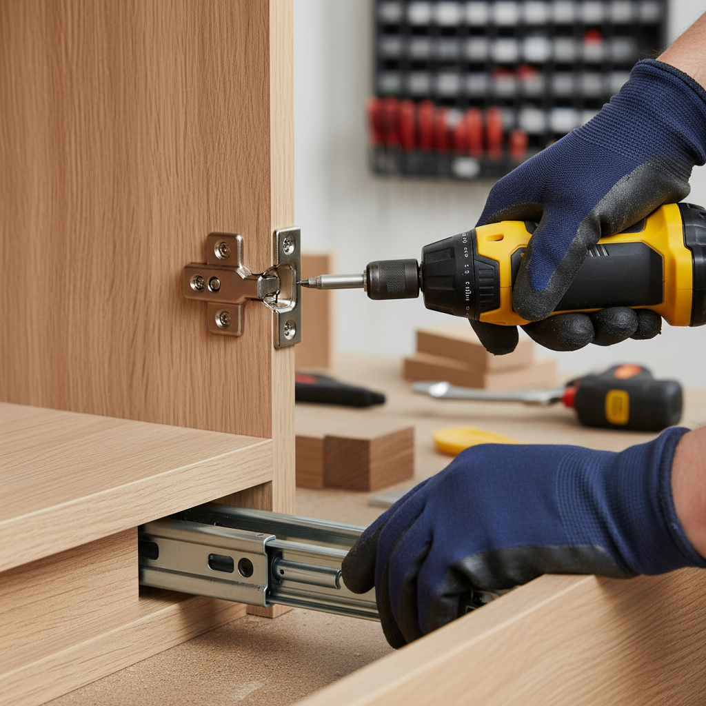 Kitchen Costs: Plan Smart and Avoid Budget Shock 2026 1 Close-up of soft-close cabinet hinge and drawer hardware installed during kitchen renovation, illustrating quality hardware decisions that influence the estimated cost to renovate a kitchen