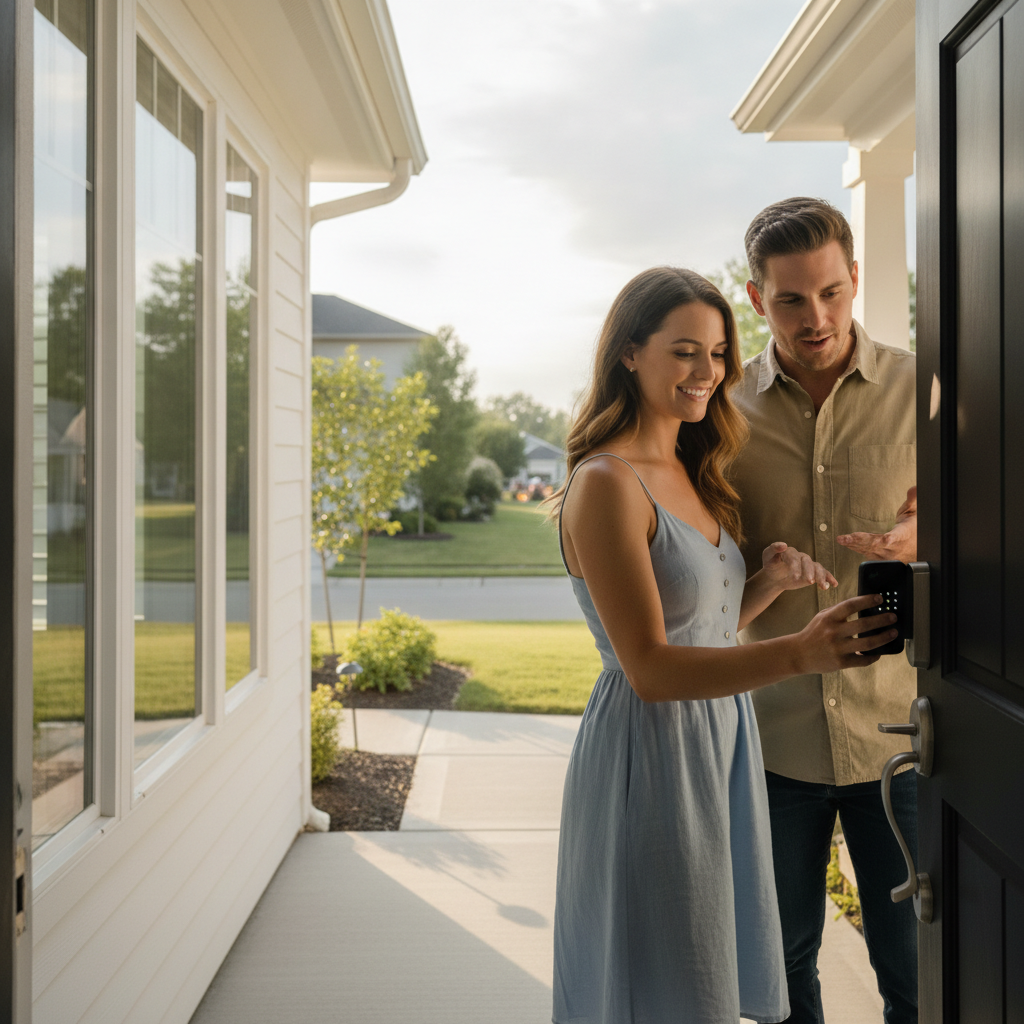 Self-guided home viewing using a smart lock during a FSBO sale, scheduled via Houseup