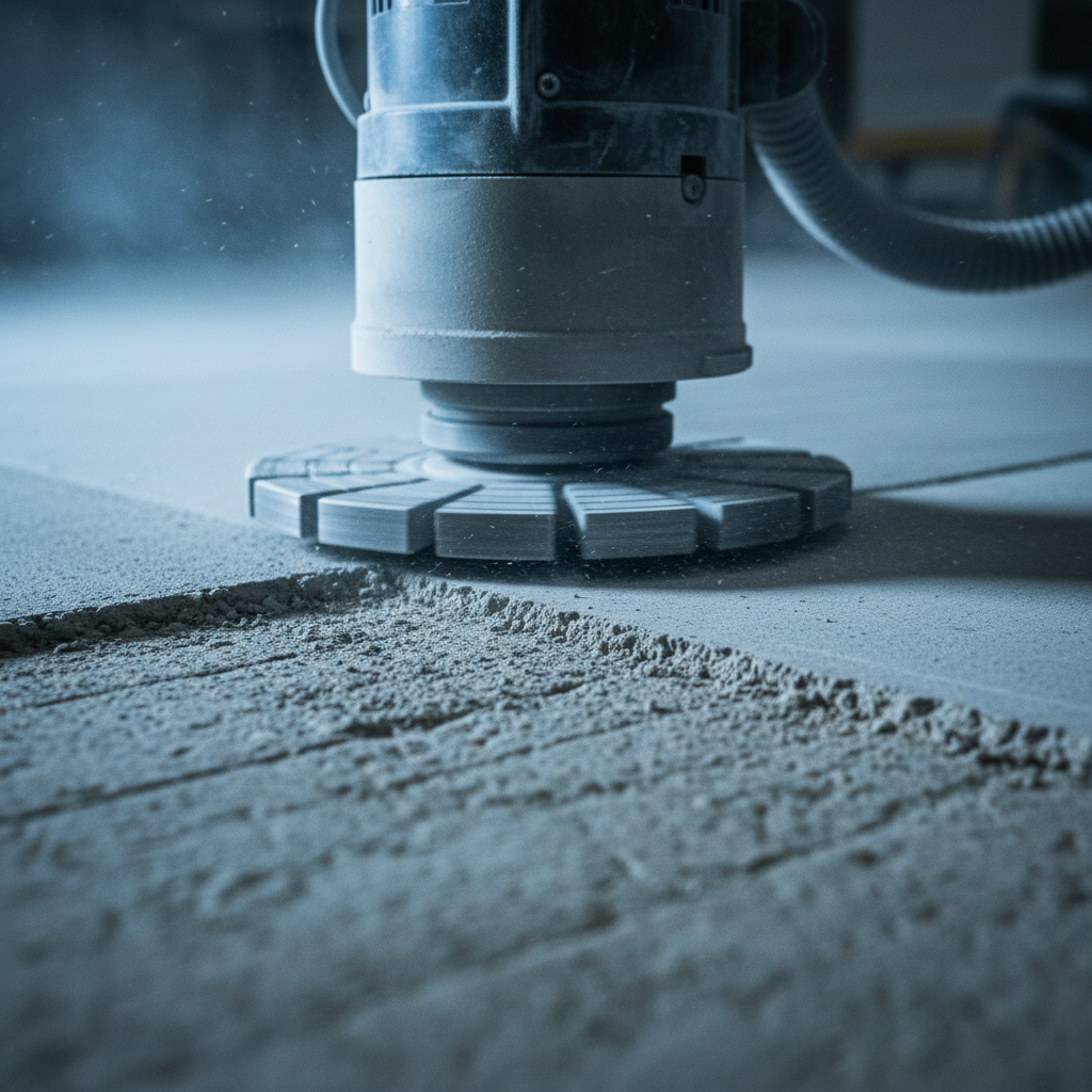 Diamond grinding concrete before epoxy in a Milton garage for optimal adhesion and epoxy flooring durability